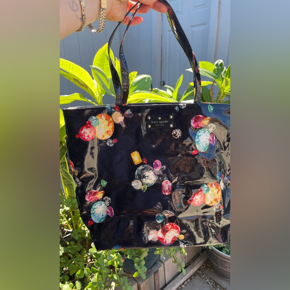 Kate Spade Black Multicolor Gemstone Tote